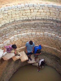 Taking a sample from the well